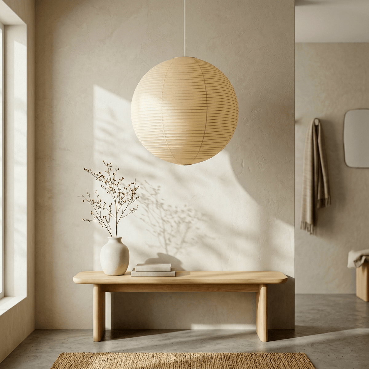 Suspension globe en papier washi