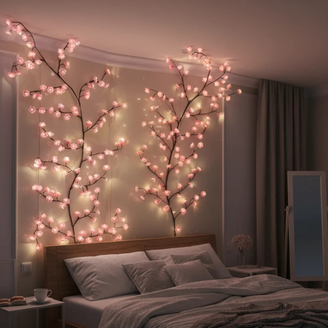 Guirlande lumineuse en forme de branche de cerisier en fleurs