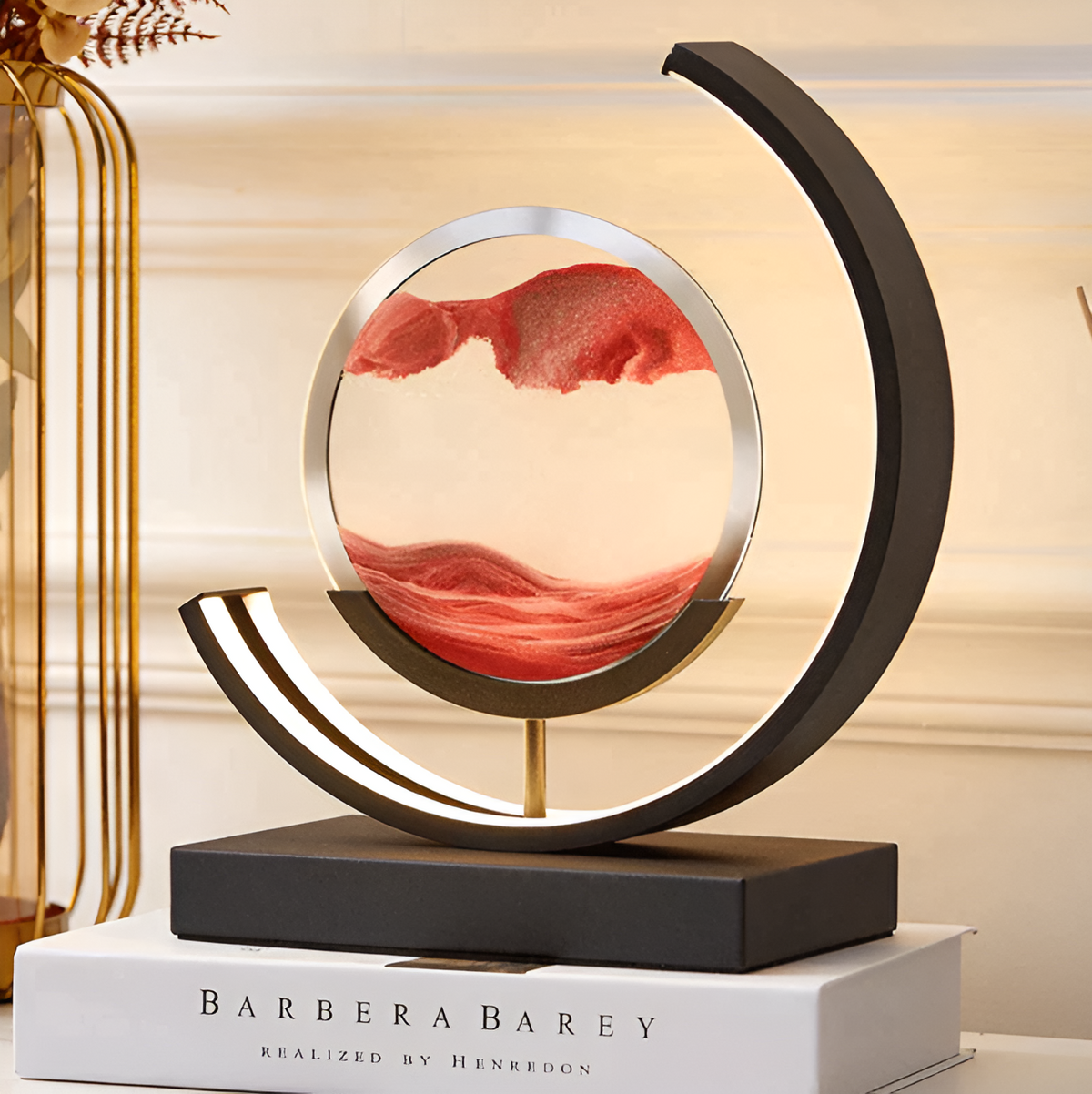 Lampe de table minimaliste en aluminium Sandveil, avec art du sable