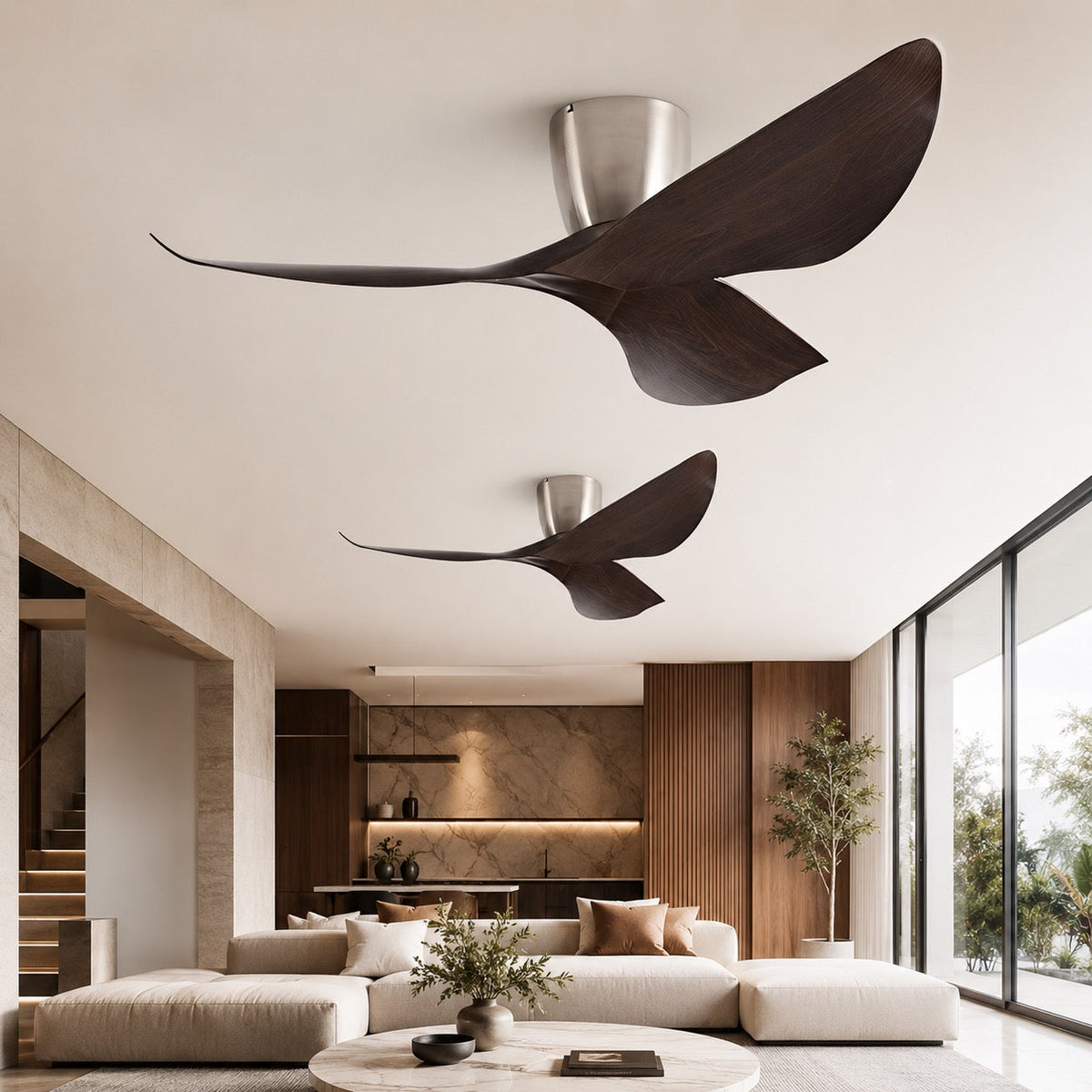 Ventilateur de plafond à pales sculptées
