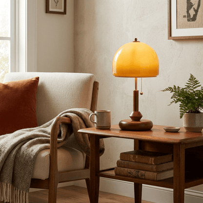 Lampe de table Bricora en noyer moderne du milieu du siècle