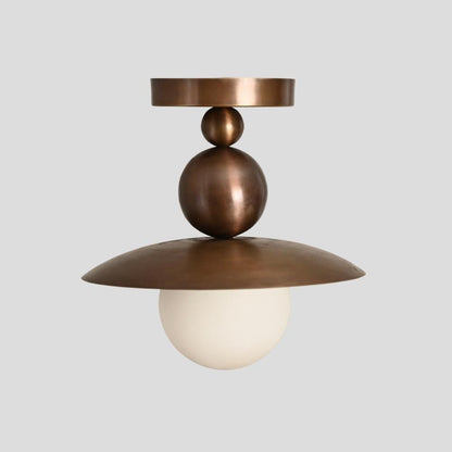 Plafonnier semi-encastré globe en laiton de style mid-century Seravin
