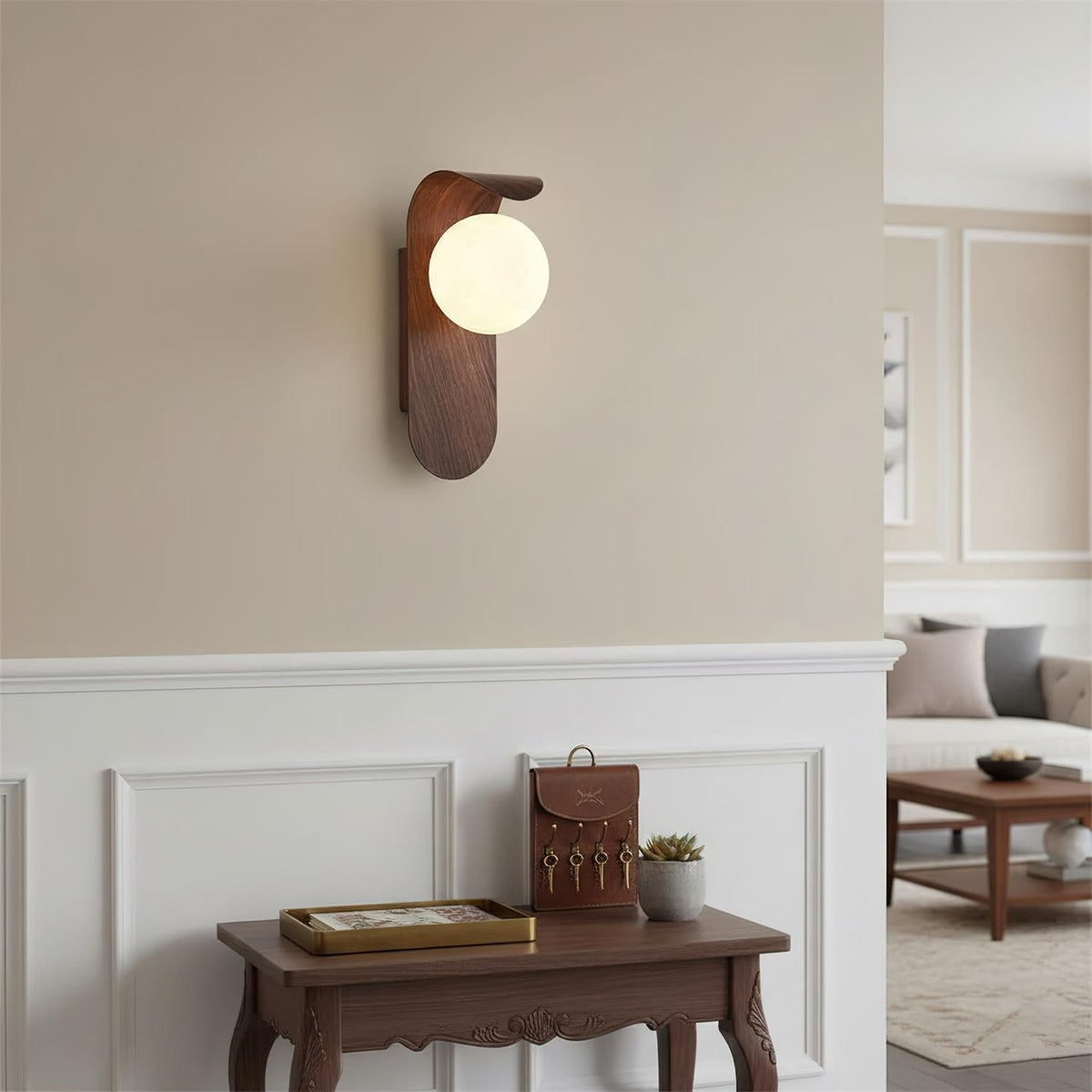 Applique murale globe minimaliste en bois Velmara