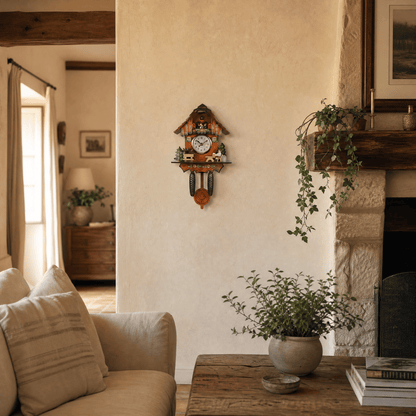 Horloge à coucou rustique en bois Corlinda