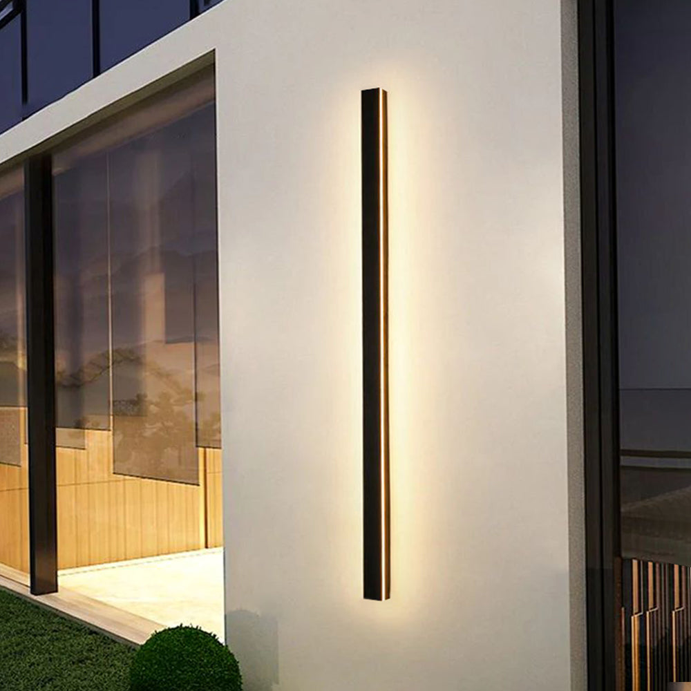 Applique murale extérieure Veldrin minimaliste et fine en métal noir