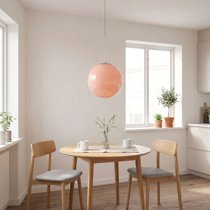Suspension en forme de globe en verre torsadé