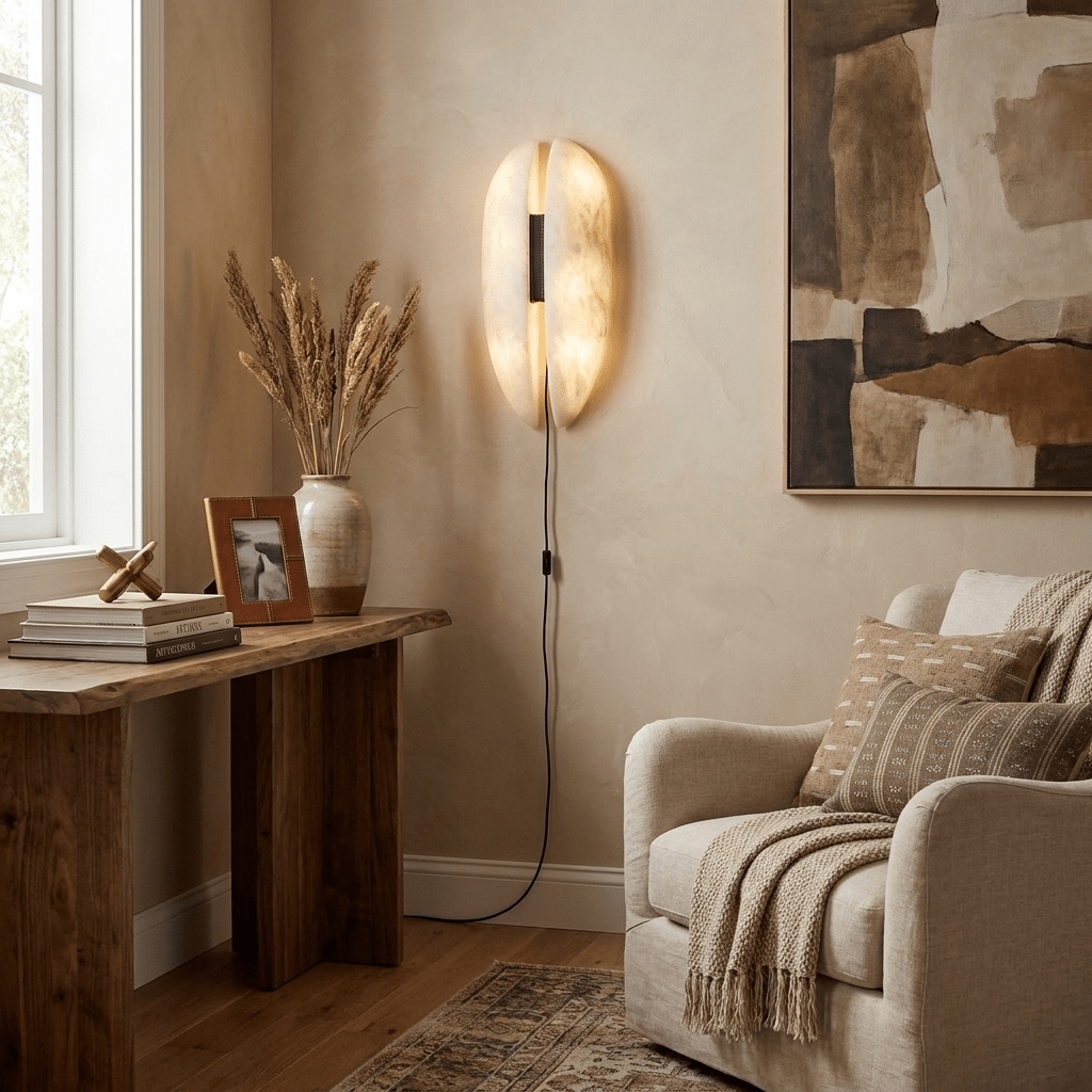 Applique enfichable avec panneau en albâtre