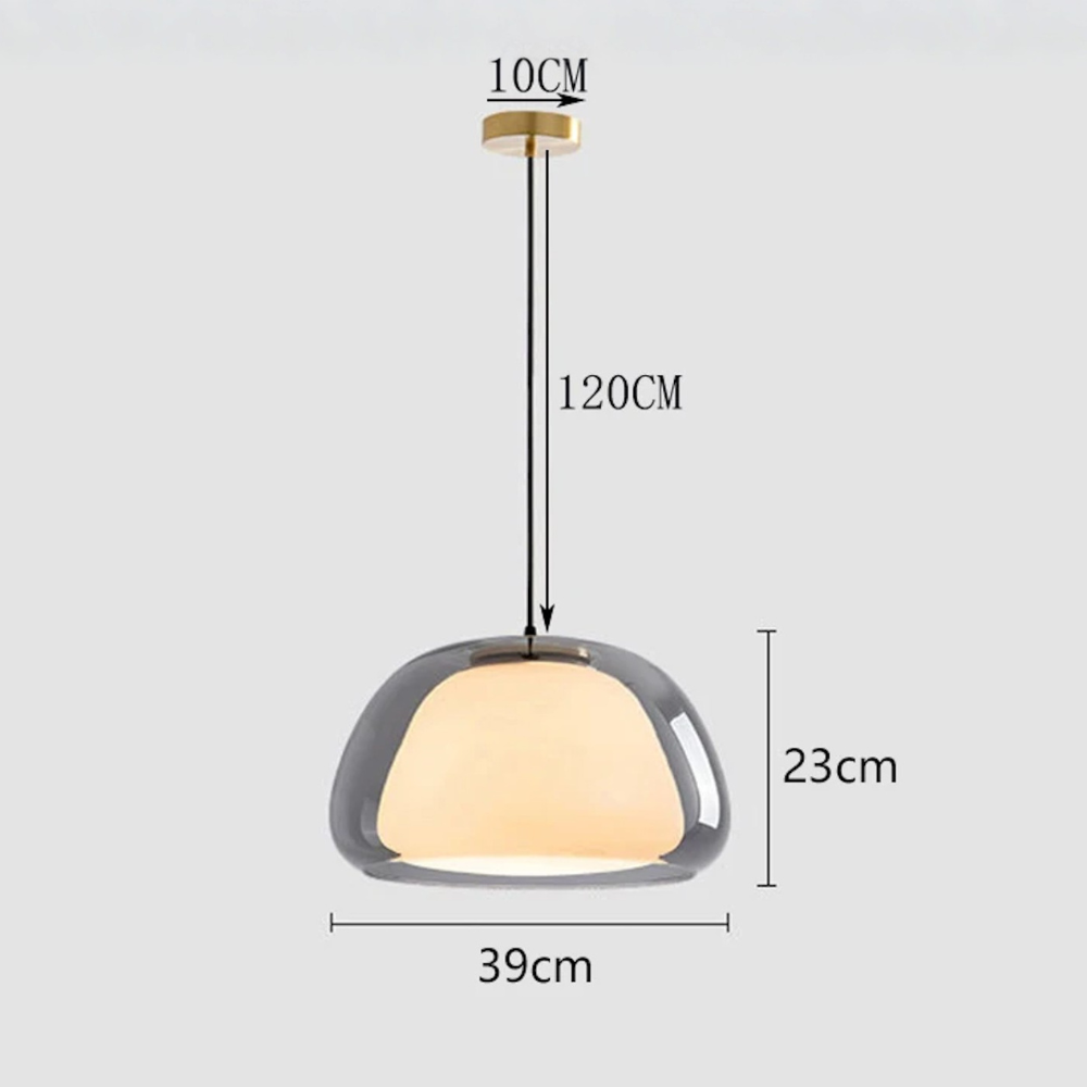 Suspension en forme de dôme en verre teinté