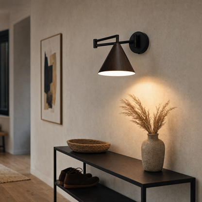Applique murale Linnoro à bras pivotant, effet bois, style scandinave