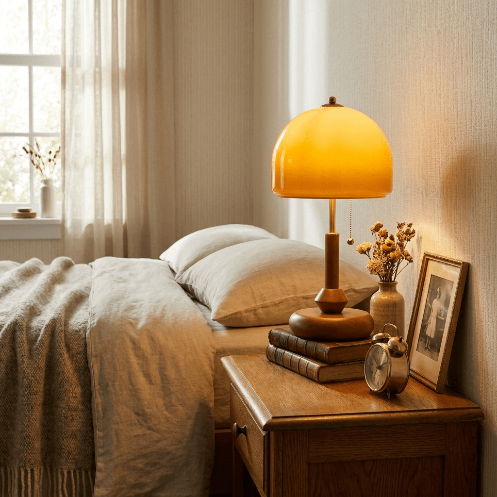 Lampe de table Bricora en noyer moderne du milieu du siècle
