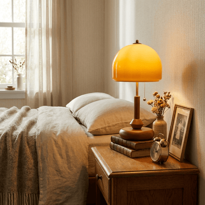 Lampe de table Bricora en noyer moderne du milieu du siècle