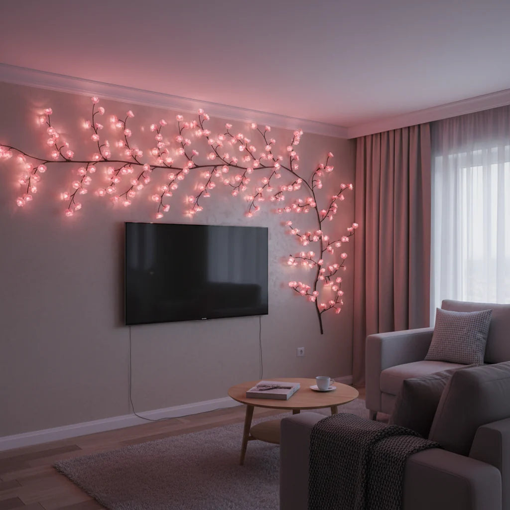 Guirlande lumineuse en forme de branche de cerisier en fleurs