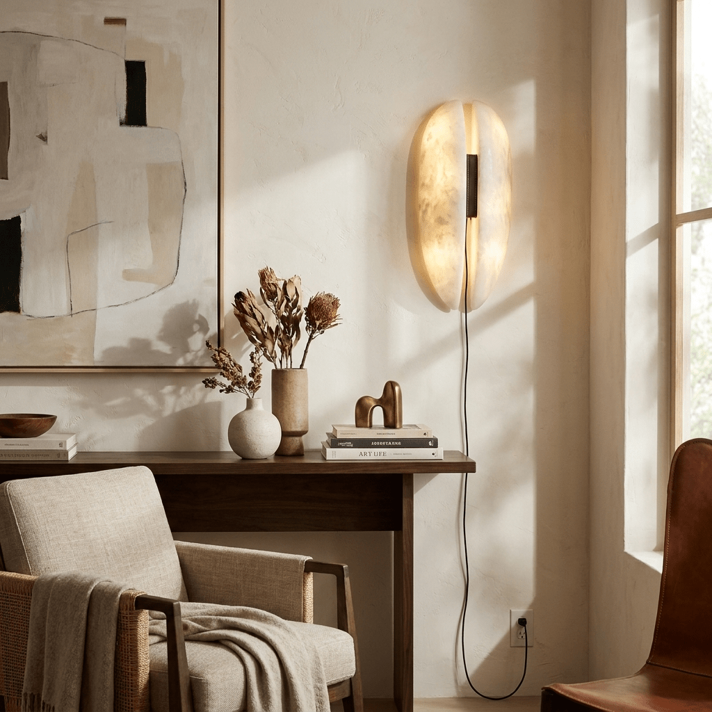 Applique enfichable avec panneau en albâtre