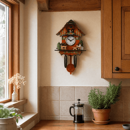 Horloge à coucou rustique en bois Corlinda