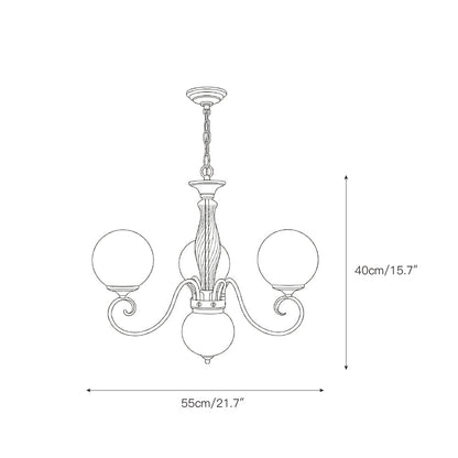 Lustre globe en laiton sculpté