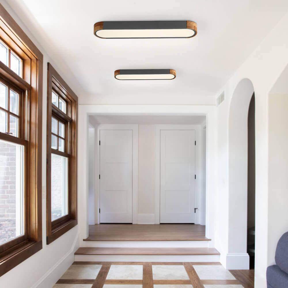 Plafonnier LED ovale en bois minimaliste Ovalyn