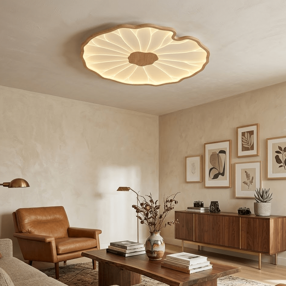 Plafonnier effet grain de bois Waterlily