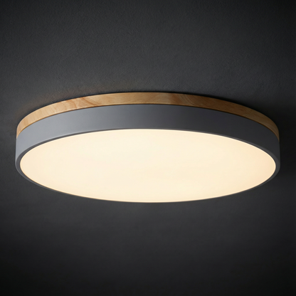 Plafonnier affleurant en bois bicolore