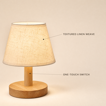 Lampe de table scandinave en chêne Elarion