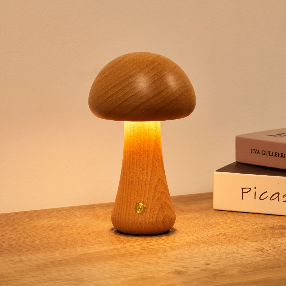Lampe de table en bois scandinave Fungara