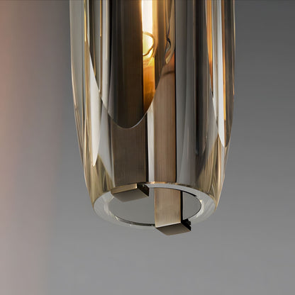 Suspension avec tige en cristal et finition en laiton