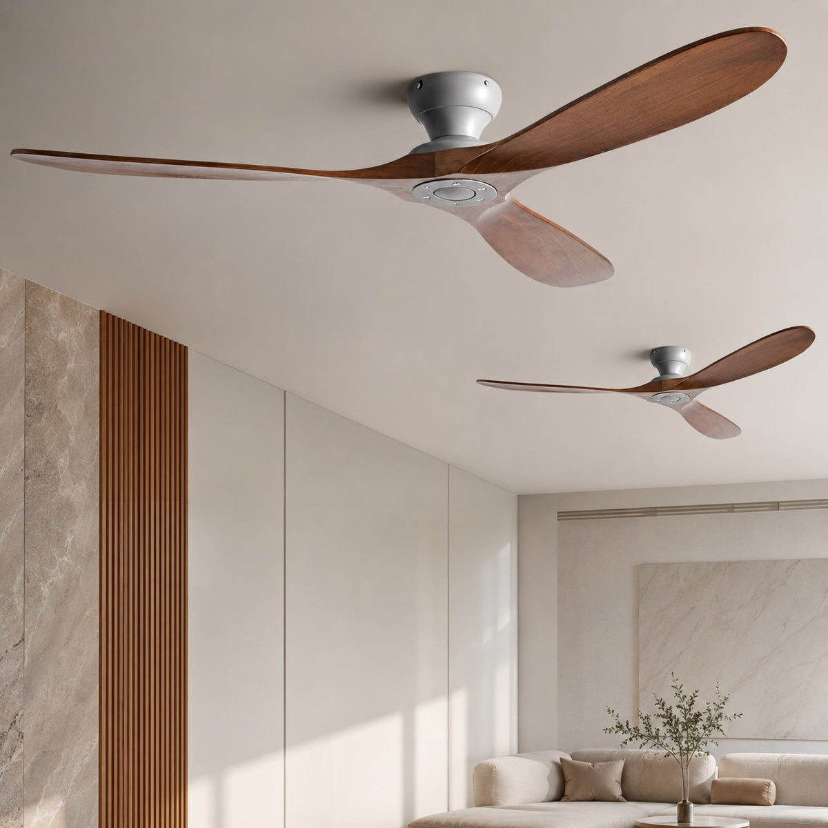 Ventilateur de plafond en bois à trois pales