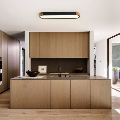 Plafonnier LED ovale en bois minimaliste Ovalyn