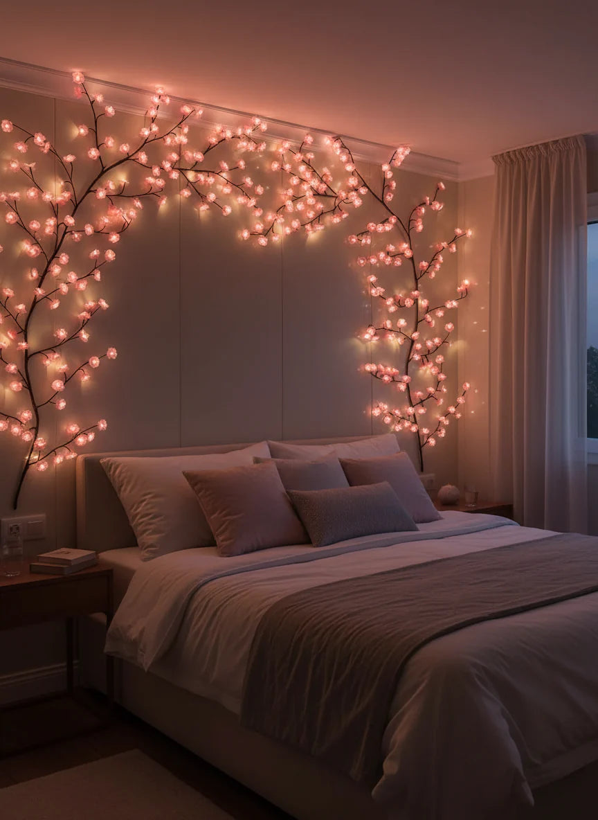 Guirlande lumineuse en forme de branche de cerisier en fleurs