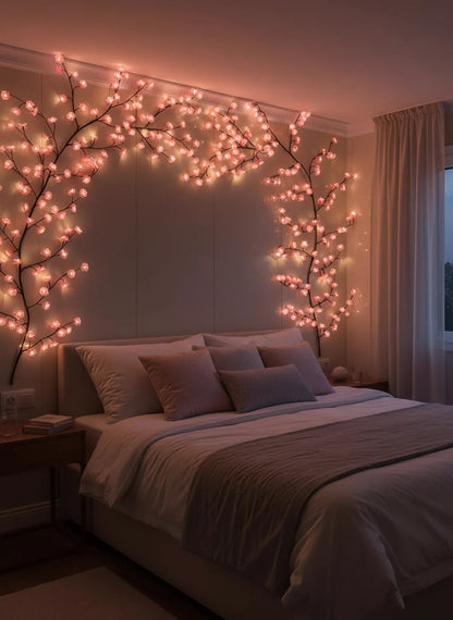 Guirlande lumineuse en forme de branche de cerisier en fleurs