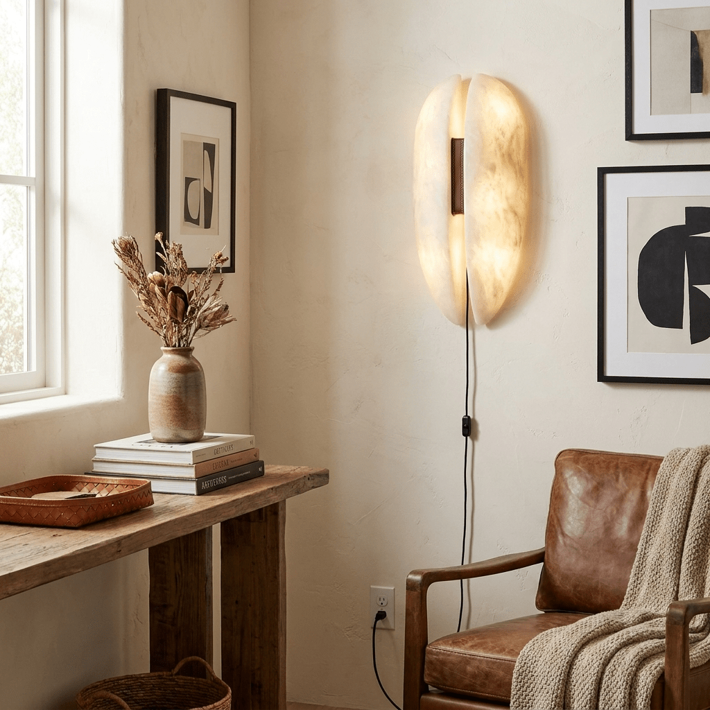 Applique enfichable avec panneau en albâtre