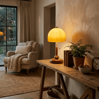 Lampe de table Bricora en noyer moderne du milieu du siècle