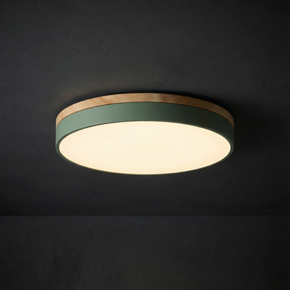 Plafonnier affleurant en bois bicolore