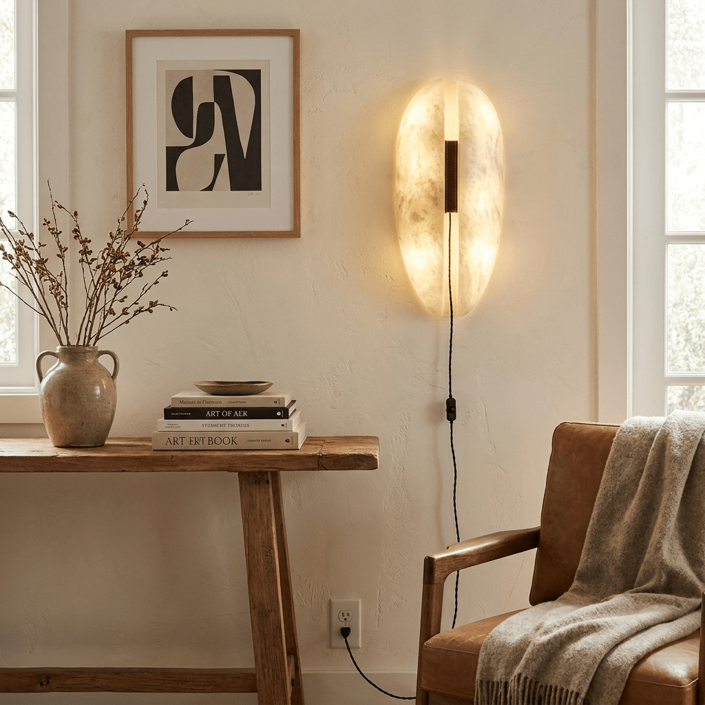 Applique enfichable avec panneau en albâtre