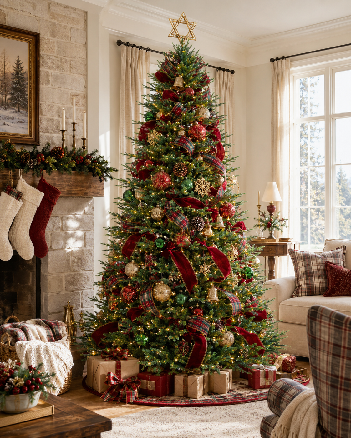 Sapin de Noël Skovra Classic PE/PVC de 12ft avec éclairage intégré