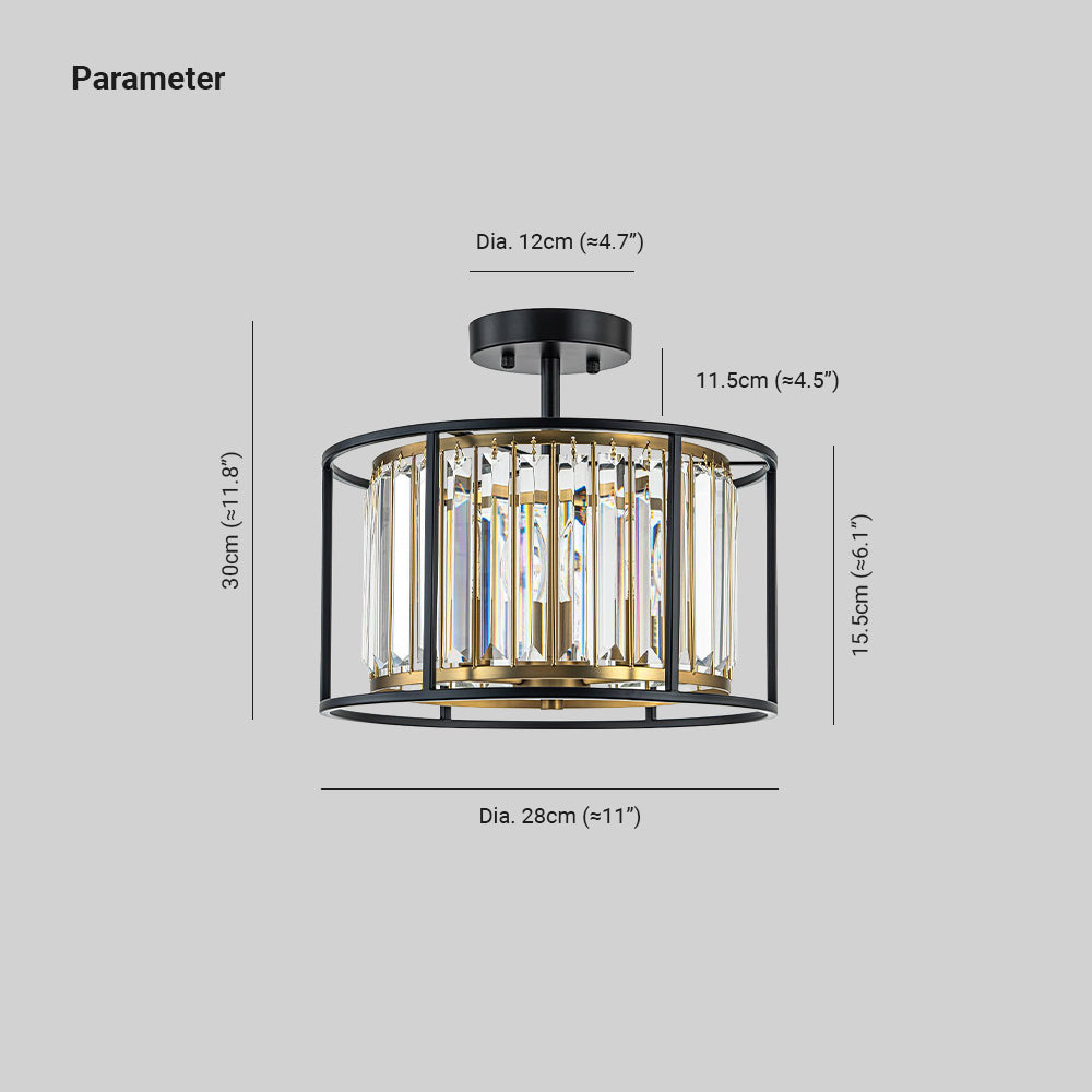 Plafonnier en cristal à structure ouverte