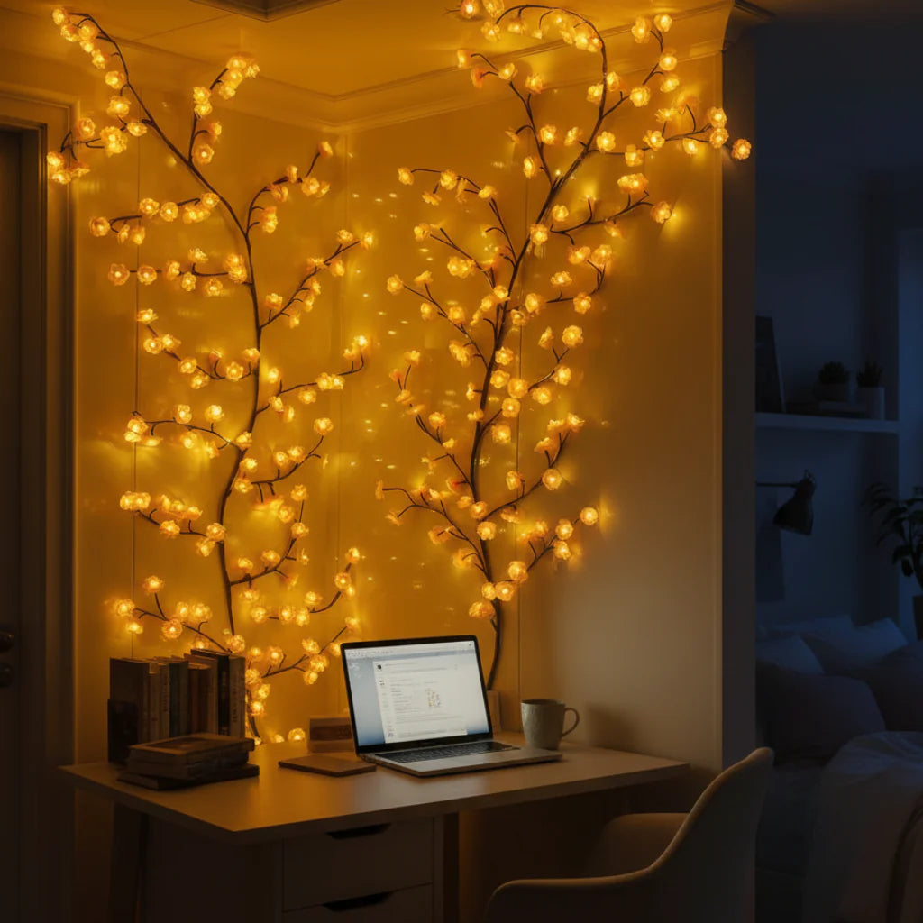 Guirlande lumineuse en forme de branche de cerisier en fleurs
