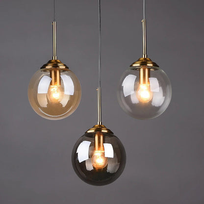 Suspension Orbelle Art déco en laiton et verre, globe