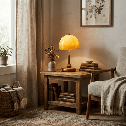 Lampe de table Bricora en noyer moderne du milieu du siècle