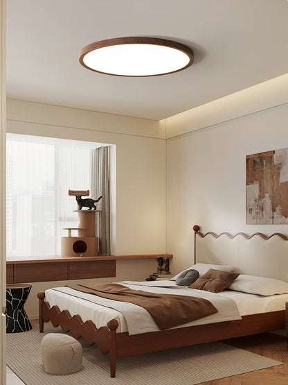 Plafonnier fin affleurant en noyer