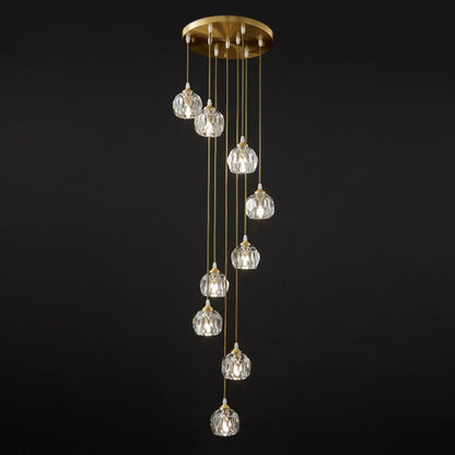 Suspension sphère en cristal en cascade