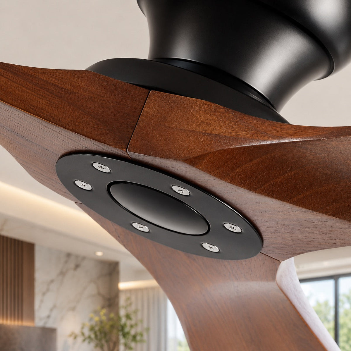 Ventilateur de plafond en bois à trois pales