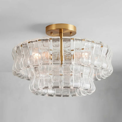 Plafonnier en verre givré à niveaux