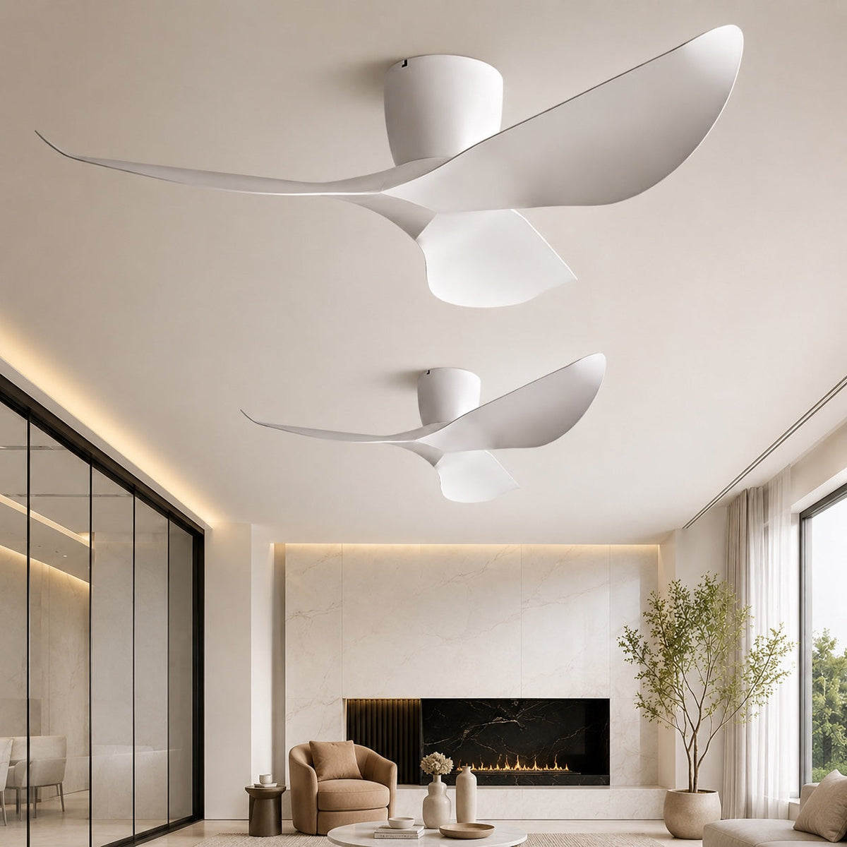 Ventilateur de plafond à pales sculptées
