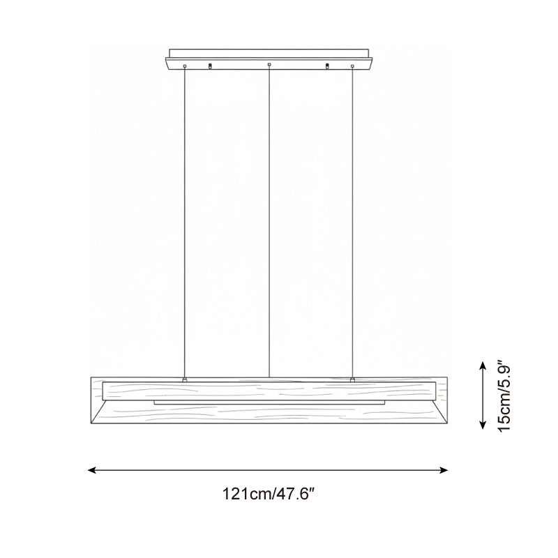 Lustre linéaire en bois et LED