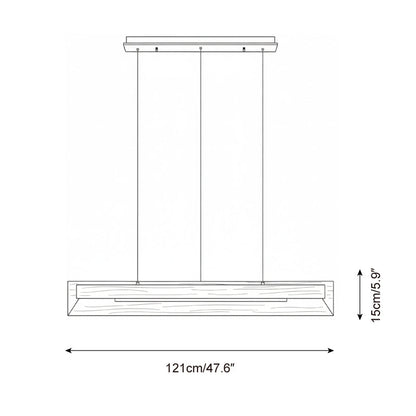 Lustre linéaire en bois et LED