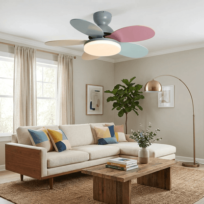 Ventilateur de plafond en bois à pales en forme de fleur