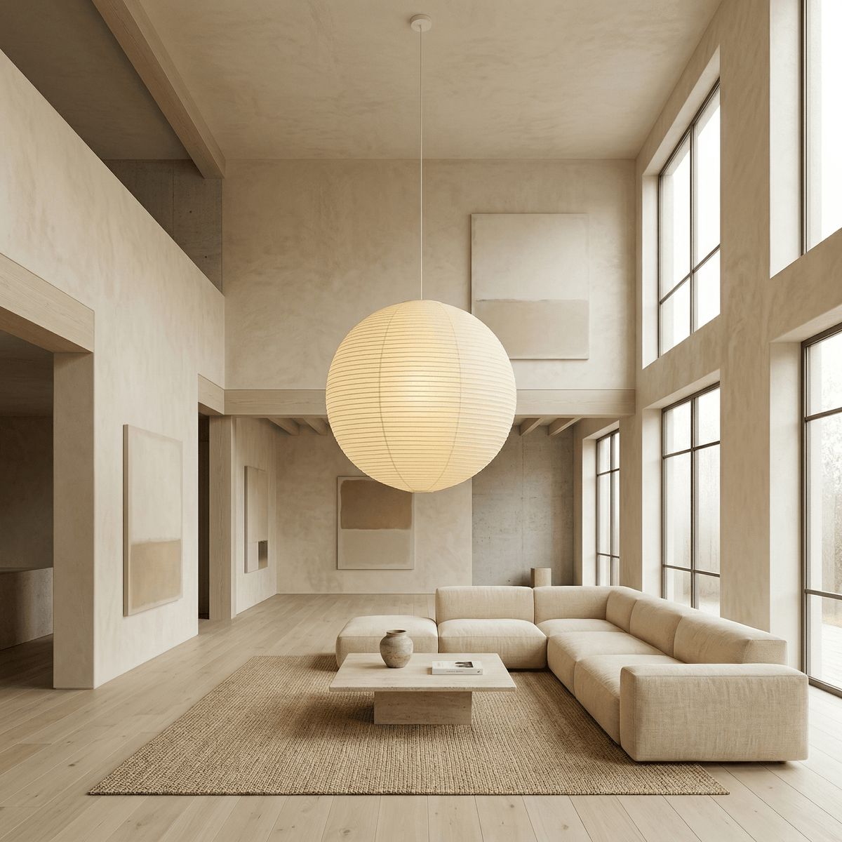 Suspension globe en papier washi