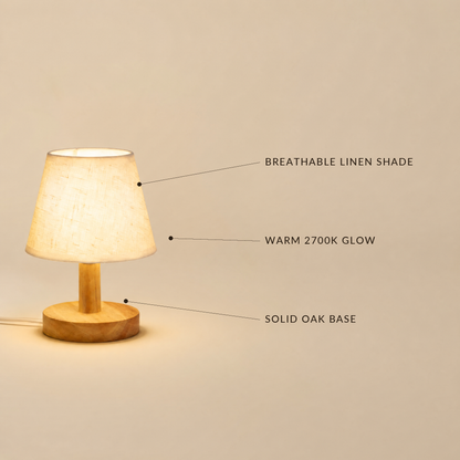 Lampe de table scandinave en chêne Elarion