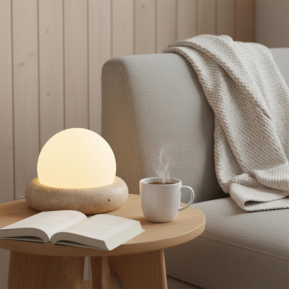 Lampe de table Wabi-Sabi en travertin Orlando