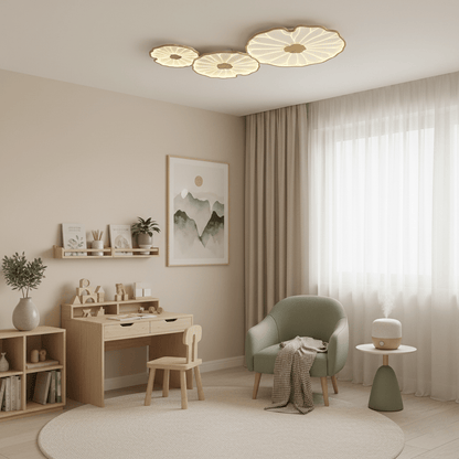 Plafonnier effet grain de bois Waterlily